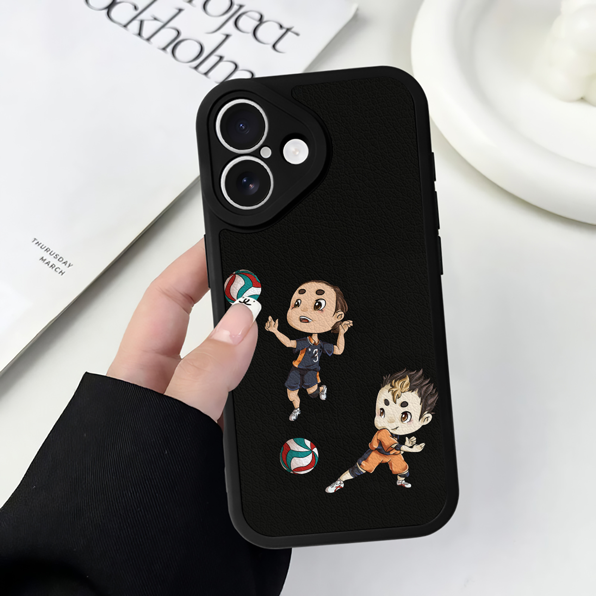 （画像用） ハイキュー!! Haikyu!! 【iPhone 16シリーズ対応】シリコンスマホケース（レザー調） 材質：シリコン